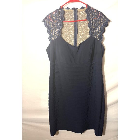 Beautiful Navy Blue Evening Cocktail Dress Womens Size XL New BodyCon Sexy Lace - Picture 2 of 5